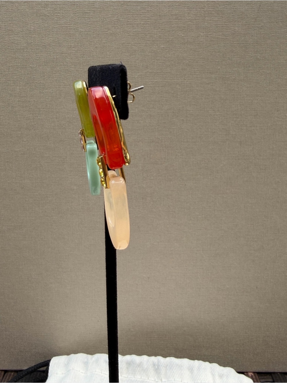 Coach Colorblock Resin Drop Earrings — Green/Red Mix - Picture 10 of 11